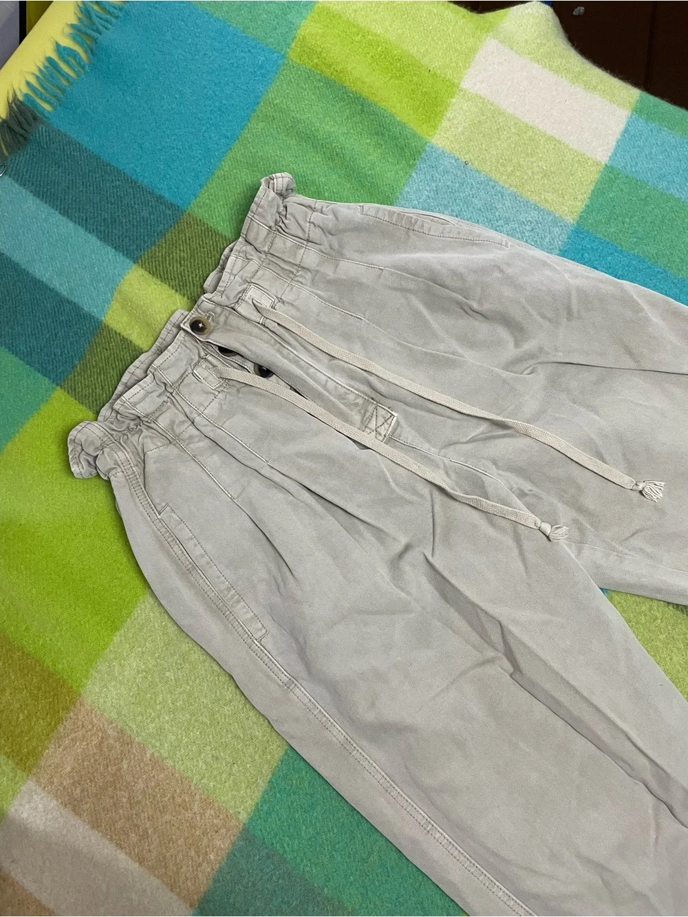 Free People Margate Beige pleated trousers